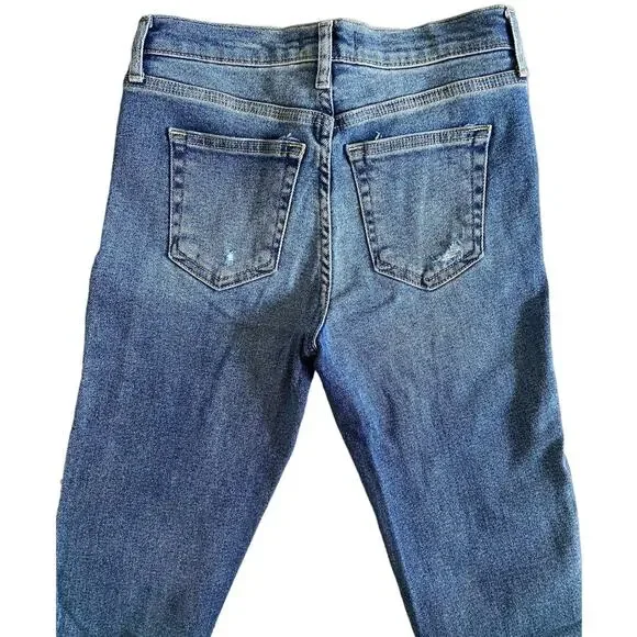 FREE PEOPLE About a Girl Distressed High Rise Ankle Skinny Denim Jeans Size 26 - Picture 8 of 11
